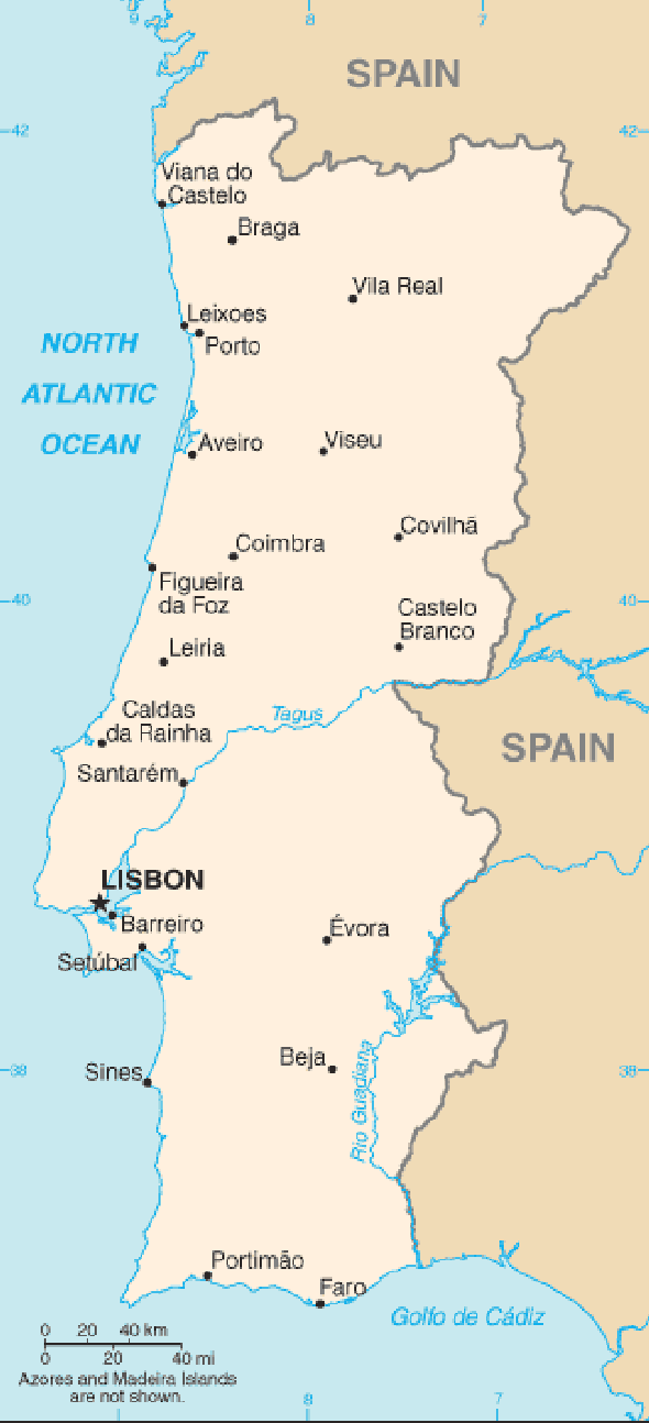Karte für einen Freiwilligendienst in Portugal
