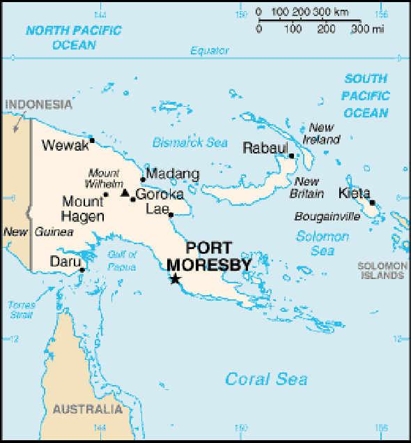 Karte für einen Freiwilligendienst in Papua-Neuguinea