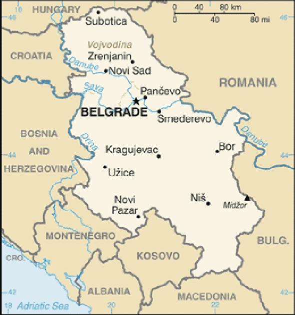 Karte für einen Freiwilligendienst in Serbien und Montenegro