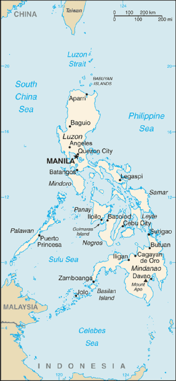 Karte für einen Freiwilligendienst in Philippinen