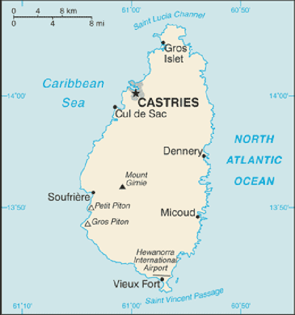 Karte für einen Freiwilligendienst in St. Lucia