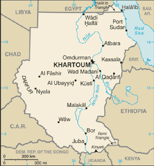 Karte für einen Freiwilligendienst in Sudan