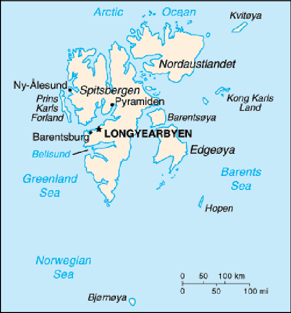 Karte für einen Freiwilligendienst in Svalbard und Jan Mayen