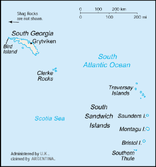Karte für einen Freiwilligendienst in Südgeorgien und die Südlichen Sandwichinseln
