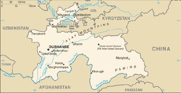 Karte für einen Freiwilligendienst in Tadschikistan