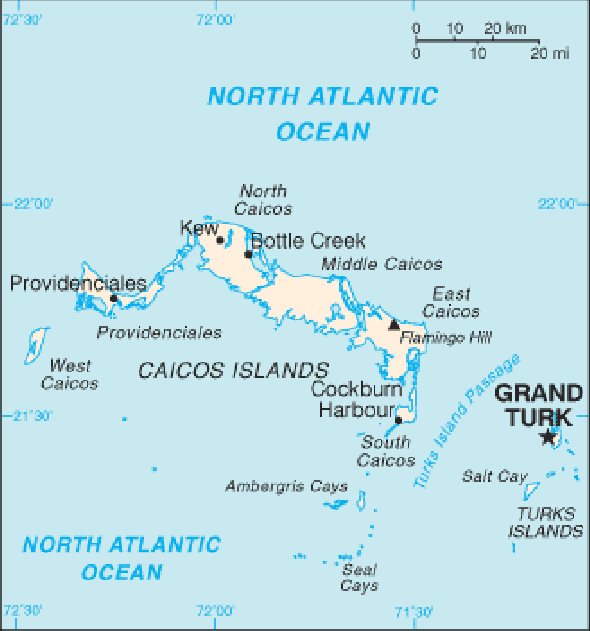 Karte für einen Freiwilligendienst in Turks- und Caicosinseln