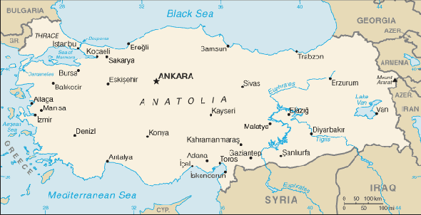 Karte für einen Freiwilligendienst in Türkei