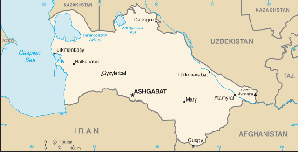 Karte für einen Freiwilligendienst in Turkmenistan