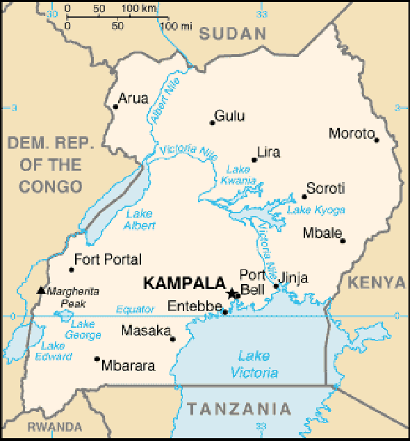 Karte für einen Freiwilligendienst in Uganda, Republik