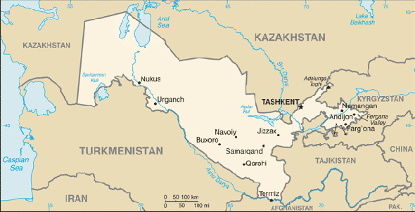 Karte für einen Freiwilligendienst in Usbekistan