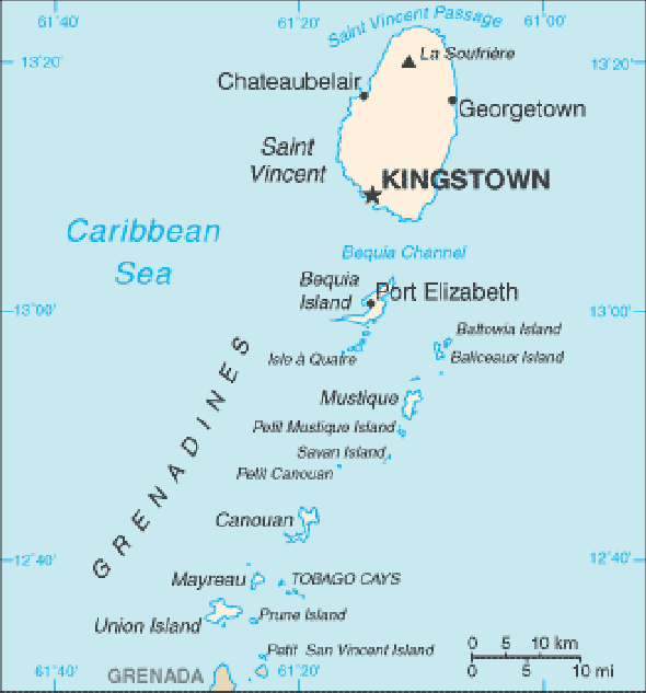 Karte für einen Freiwilligendienst in St. Vincent und die Grenadinen (GB)