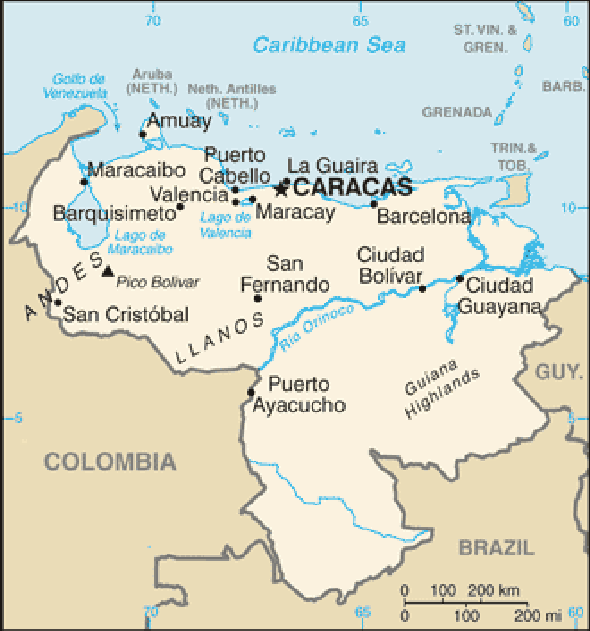 Karte für einen Freiwilligendienst in Venezuela