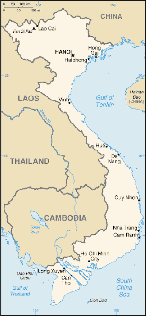 Karte für einen Freiwilligendienst in Vietnam