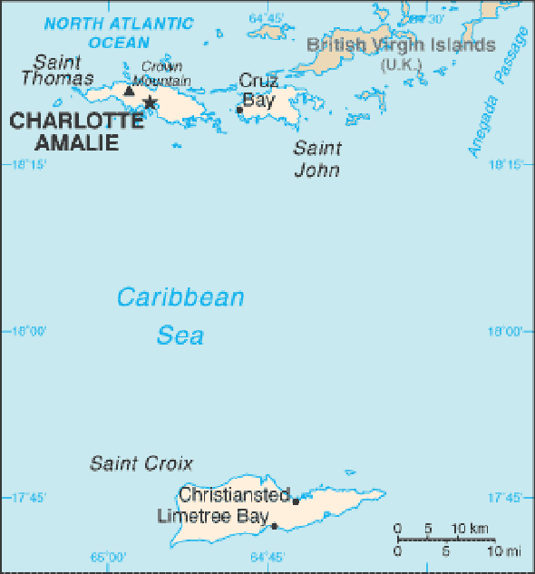 Karte für einen Freiwilligendienst in Amerikanische Jungferninseln