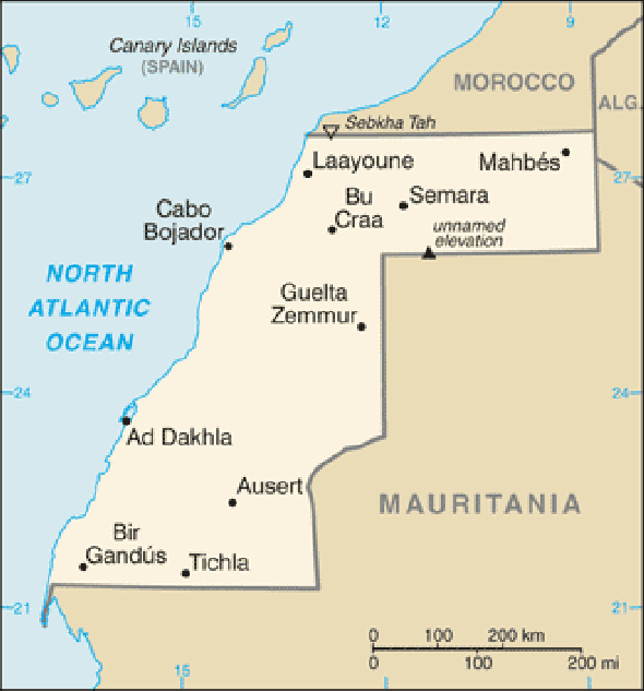 Karte für einen Freiwilligendienst in Westsahara
