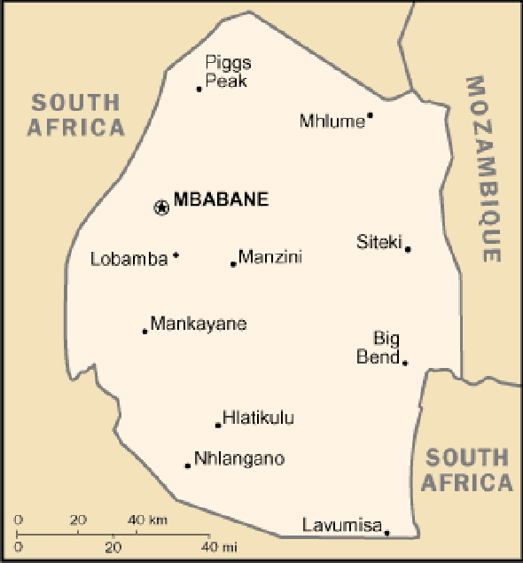 Karte für einen Freiwilligendienst in Swasiland