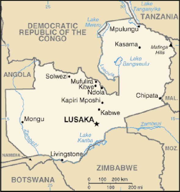 Karte für einen Freiwilligendienst in Sambia, Republik