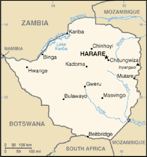 Karte für einen Freiwilligendienst in Simbabwe, Republik